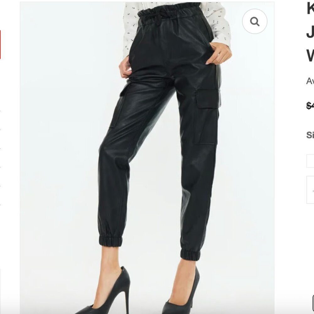 KANCAN Rona Ultra High Rise Faux Leather Paperbag Joggers Pants Women's Size M